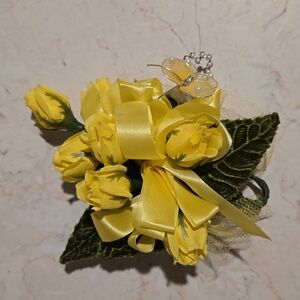 Faux Floral Yellow Corsage